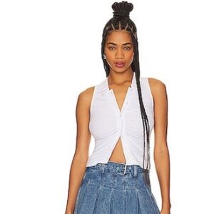 SUPERDOWN White Sleeveless Collared Top